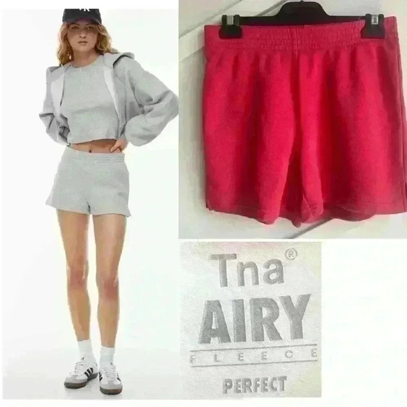Aritzia Pants - Aritzia TNA Airy Cozy Fleece Perfect 2” Red  Mid-Thigh Short size S